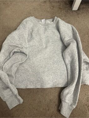 Light Gray Cropped Crewneck Sweatshirt -